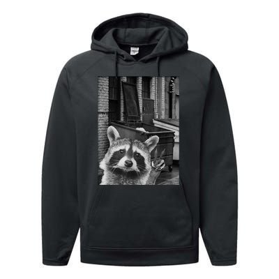 Funny Raccoon Selfie Performance Fleece Hoodie