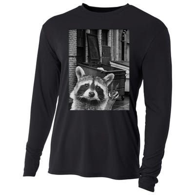 Funny Raccoon Selfie Cooling Performance Long Sleeve Crew