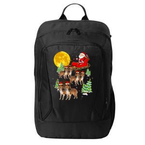 Funny Reindeer Sheltie Dogs With Santa Sleigh Xmas Holiday Funny Gift City Backpack