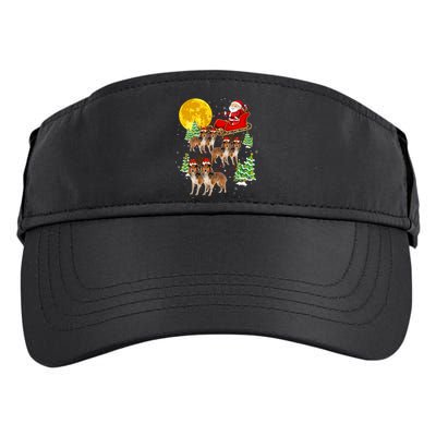 Funny Reindeer Sheltie Dogs With Santa Sleigh Xmas Holiday Funny Gift Adult Drive Performance Visor