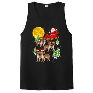 Funny Reindeer Sheltie Dogs With Santa Sleigh Xmas Holiday Funny Gift PosiCharge Competitor Tank