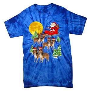 Funny Reindeer Sheltie Dogs With Santa Sleigh Xmas Holiday Funny Gift Tie-Dye T-Shirt