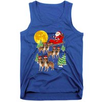 Funny Reindeer Sheltie Dogs With Santa Sleigh Xmas Holiday Funny Gift Tank Top