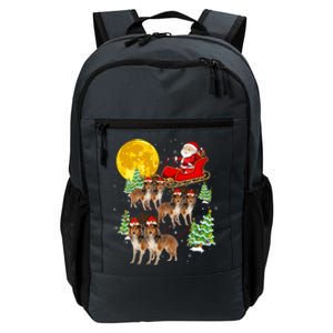 Funny Reindeer Sheltie Dogs With Santa Sleigh Xmas Holiday Funny Gift Daily Commute Backpack