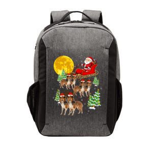 Funny Reindeer Sheltie Dogs With Santa Sleigh Xmas Holiday Funny Gift Vector Backpack