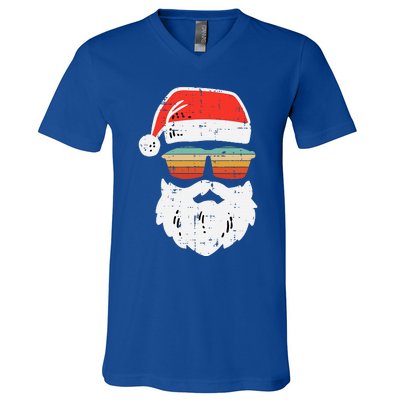 Festive Retro Sunglasses for Christmas Celebrations V-Neck T-Shirt