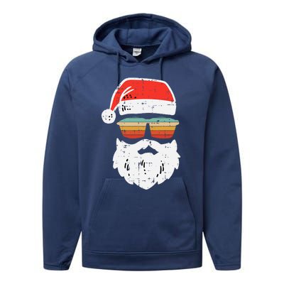 Festive Retro Sunglasses for Christmas Celebrations Performance Fleece Hoodie