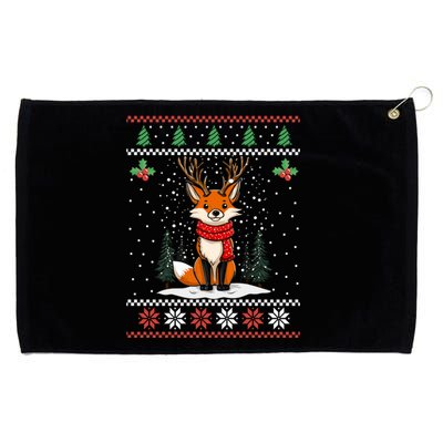 Fox Reindeer Santa Ugly Christmas Xmas Gift Grommeted Golf Towel