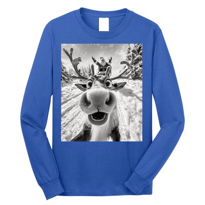 Funny Reindeer Selfie Christmas Reindeer Selfie Funny Christmas Gift Santa Claus Long Sleeve Shirt