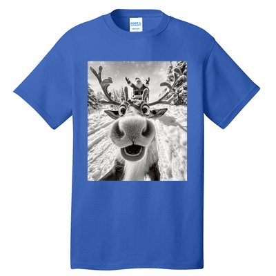 Funny Reindeer Selfie Christmas Reindeer Selfie Funny Christmas Gift Santa Claus Tall T-Shirt