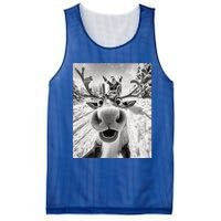 Funny Reindeer Selfie Christmas Reindeer Selfie Funny Christmas Gift Santa Claus Mesh Reversible Basketball Jersey Tank