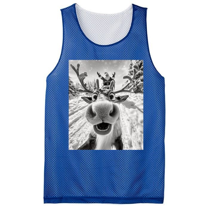 Funny Reindeer Selfie Christmas Reindeer Selfie Funny Christmas Gift Santa Claus Mesh Reversible Basketball Jersey Tank