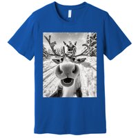 Funny Reindeer Selfie Christmas Reindeer Selfie Funny Christmas Gift Santa Claus Premium T-Shirt