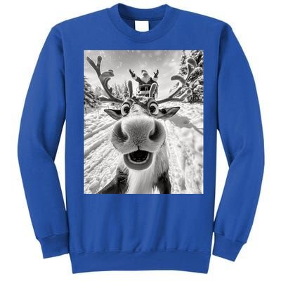 Funny Reindeer Selfie Christmas Reindeer Selfie Funny Christmas Gift Santa Claus Tall Sweatshirt