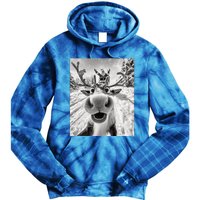 Funny Reindeer Selfie Christmas Reindeer Selfie Funny Christmas Gift Santa Claus Tie Dye Hoodie