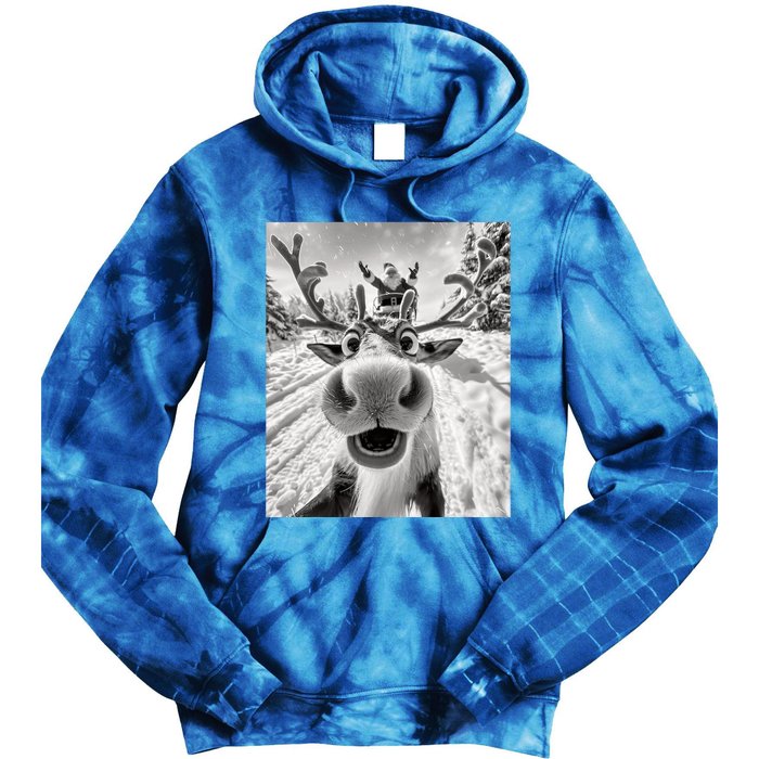 Funny Reindeer Selfie Christmas Reindeer Selfie Funny Christmas Gift Santa Claus Tie Dye Hoodie