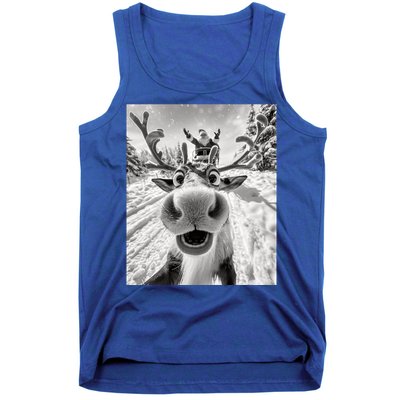 Funny Reindeer Selfie Christmas Reindeer Selfie Funny Christmas Gift Santa Claus Tank Top