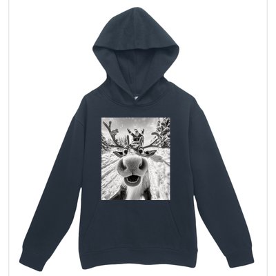 Funny Reindeer Selfie Christmas Reindeer Selfie Funny Christmas Gift Santa Claus Urban Pullover Hoodie