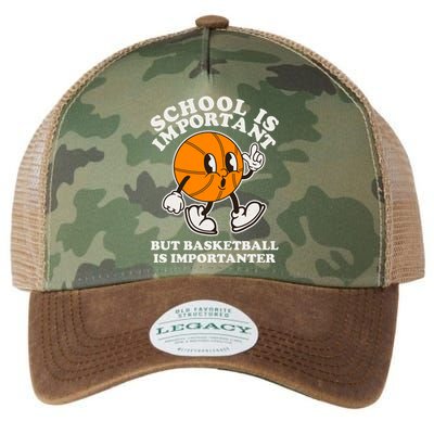 Funny Retro School Is Important But Basketball Is Importanter Legacy Tie Dye Trucker Hat