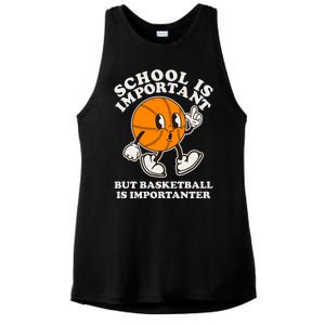 Funny Retro School Is Important But Basketball Is Importanter Ladies PosiCharge Tri-Blend Wicking Tank