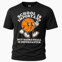 Funny Retro School Is Important But Basketball Is Importanter Cooling Performance Crew T-Shirt