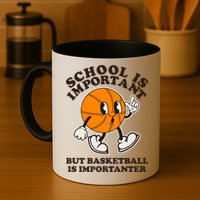 Funny Retro School Is Important But Basketball Is Importanter Mug