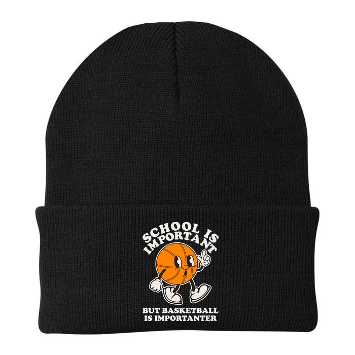 Funny Retro School Is Important But Basketball Is Importanter Beanie
