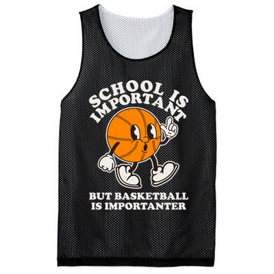 Funny Retro School Is Important But Basketball Is Importanter Mesh Reversible Basketball Jersey Tank