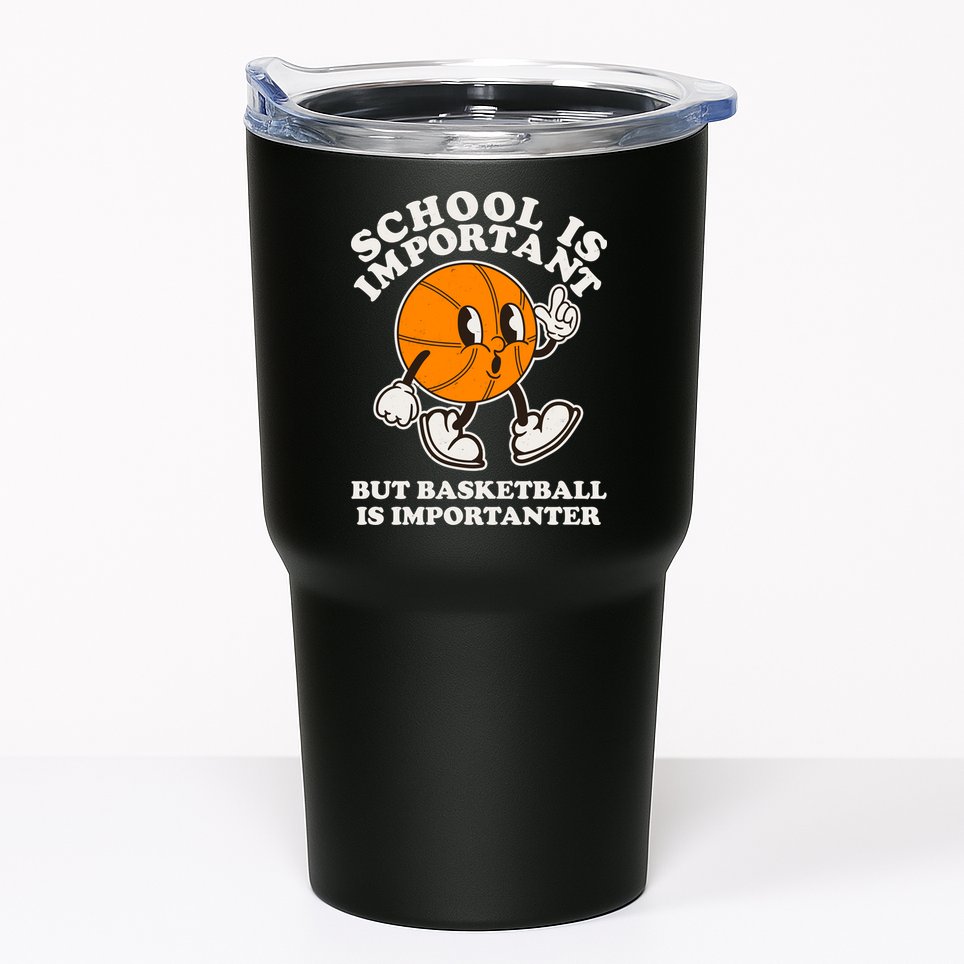 Funny Retro School Is Important But Basketball Is Importanter Tumbler