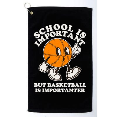 Funny Retro School Is Important But Basketball Is Importanter Golf Towel
