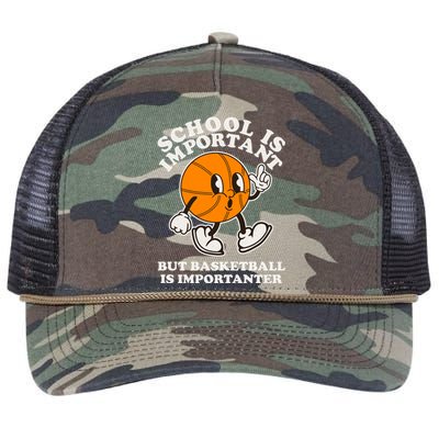 Funny Retro School Is Important But Basketball Is Importanter Retro Rope Trucker Hat Cap