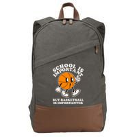 Funny Retro School Is Important But Basketball Is Importanter Cotton Canvas Backpack
