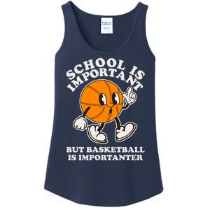 Funny Retro School Is Important But Basketball Is Importanter Ladies Essential Tank