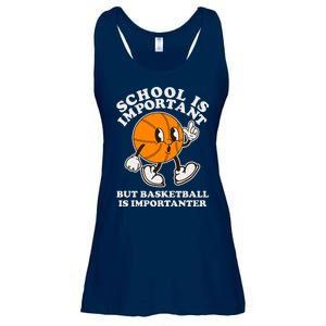 Funny Retro School Is Important But Basketball Is Importanter Ladies Essential Flowy Tank