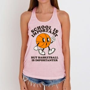 Funny Retro School Is Important But Basketball Is Importanter Women's Knotted Racerback Tank