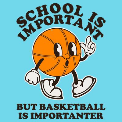 Funny Retro School Is Important But Basketball Is Importanter T-Shirt