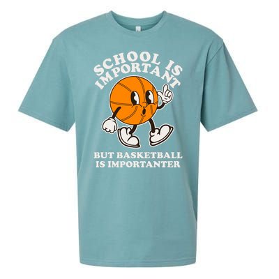 Funny Retro School Is Important But Basketball Is Importanter Sueded Cloud Jersey T-Shirt