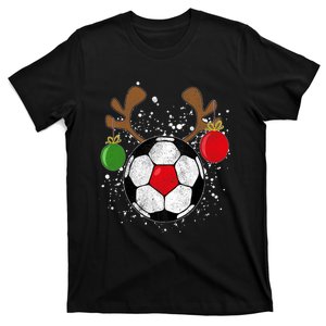 Funny Reindeer Soccer Christmas Rednose Pajama T-Shirt