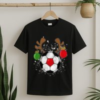 Funny Reindeer Soccer Christmas Rednose Pajama T-Shirt