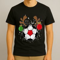 Funny Reindeer Soccer Christmas Rednose Pajama T-Shirt