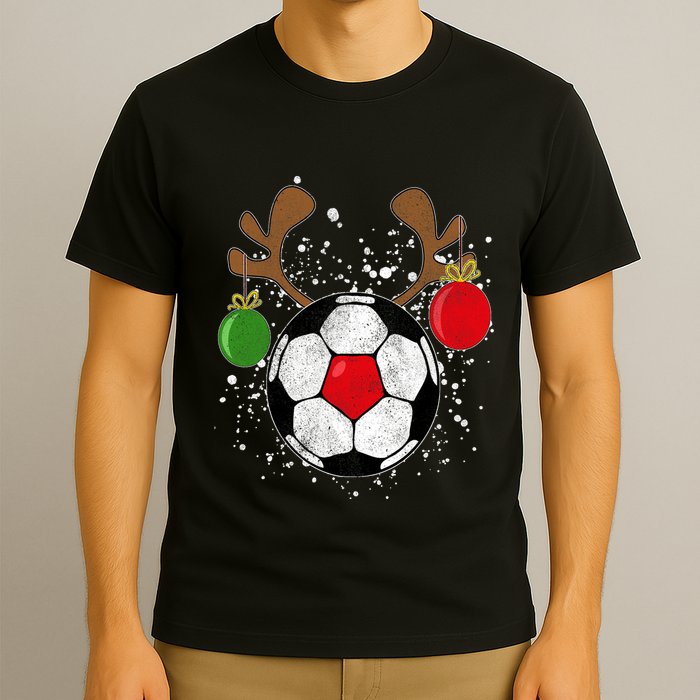 Funny Reindeer Soccer Christmas Rednose Pajama T-Shirt