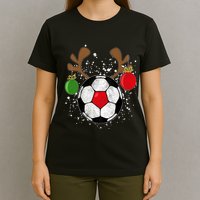 Funny Reindeer Soccer Christmas Rednose Pajama T-Shirt