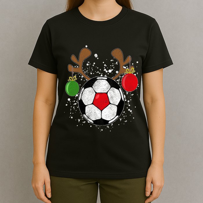 Funny Reindeer Soccer Christmas Rednose Pajama T-Shirt