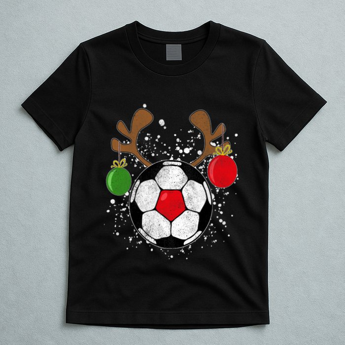 Funny Reindeer Soccer Christmas Rednose Pajama T-Shirt