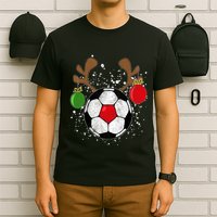 Funny Reindeer Soccer Christmas Rednose Pajama T-Shirt