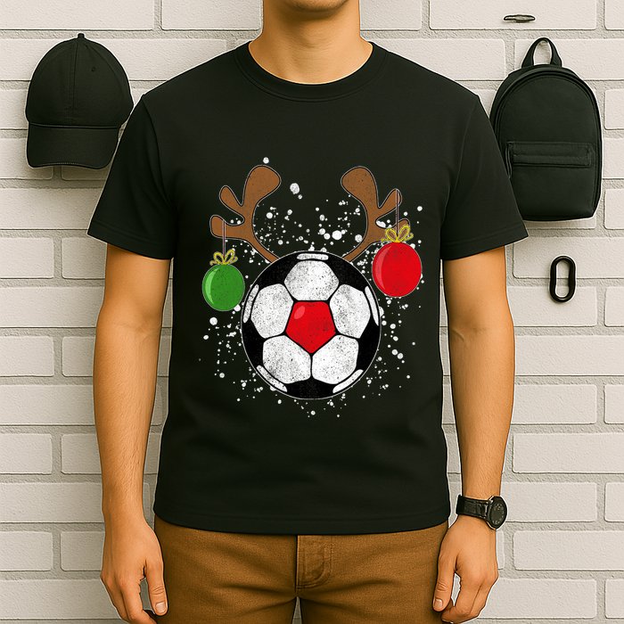 Funny Reindeer Soccer Christmas Rednose Pajama T-Shirt