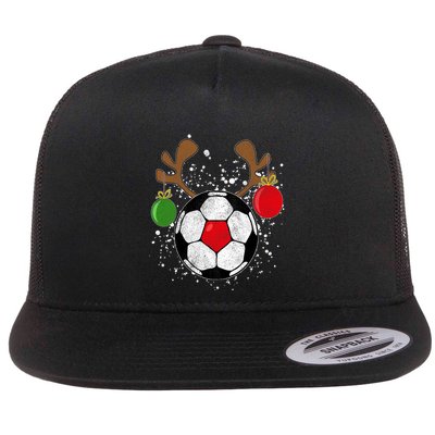 Funny Reindeer Soccer Christmas Rednose Pajama Flatbill Hat