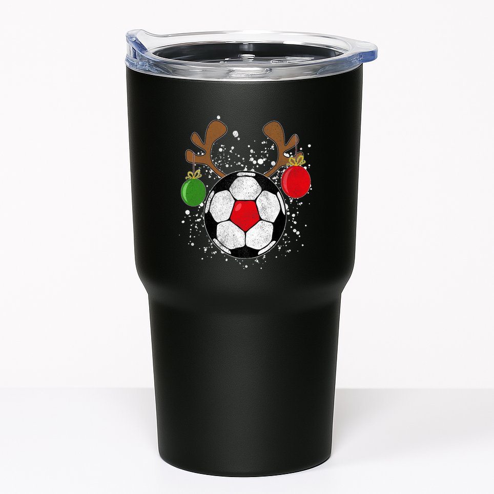 Funny Reindeer Soccer Christmas Rednose Pajama Tumbler