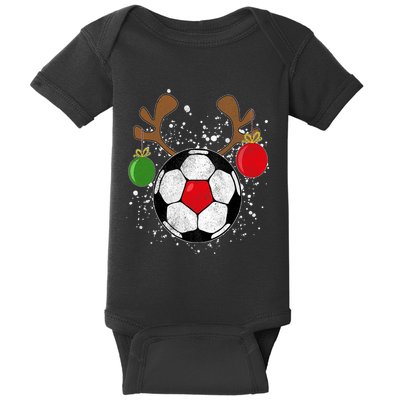 Funny Reindeer Soccer Christmas Rednose Pajama Baby Bodysuit