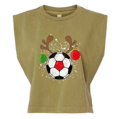 Funny Reindeer Soccer Christmas Rednose Pajama Garment-Dyed Women's Muscle Tee